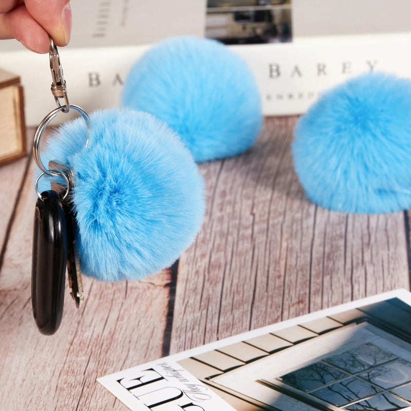 Homtable 12 Pcs Small Faux Fur Pom Pom Balls 2.75 in Fur Fluffy Pompom Ball with Elastic Loop for Hats, Shoes, Scarves, Gloves, Bags, Key Chain Charms Accessories, 2 3/4 inches (Light Blue) - Image 3